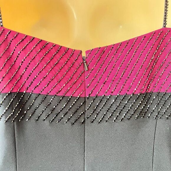 Niteline By Nahdree Vtg Black/Purple Beaded Cocktail Dress Size 12 - Picture 4 of 8
